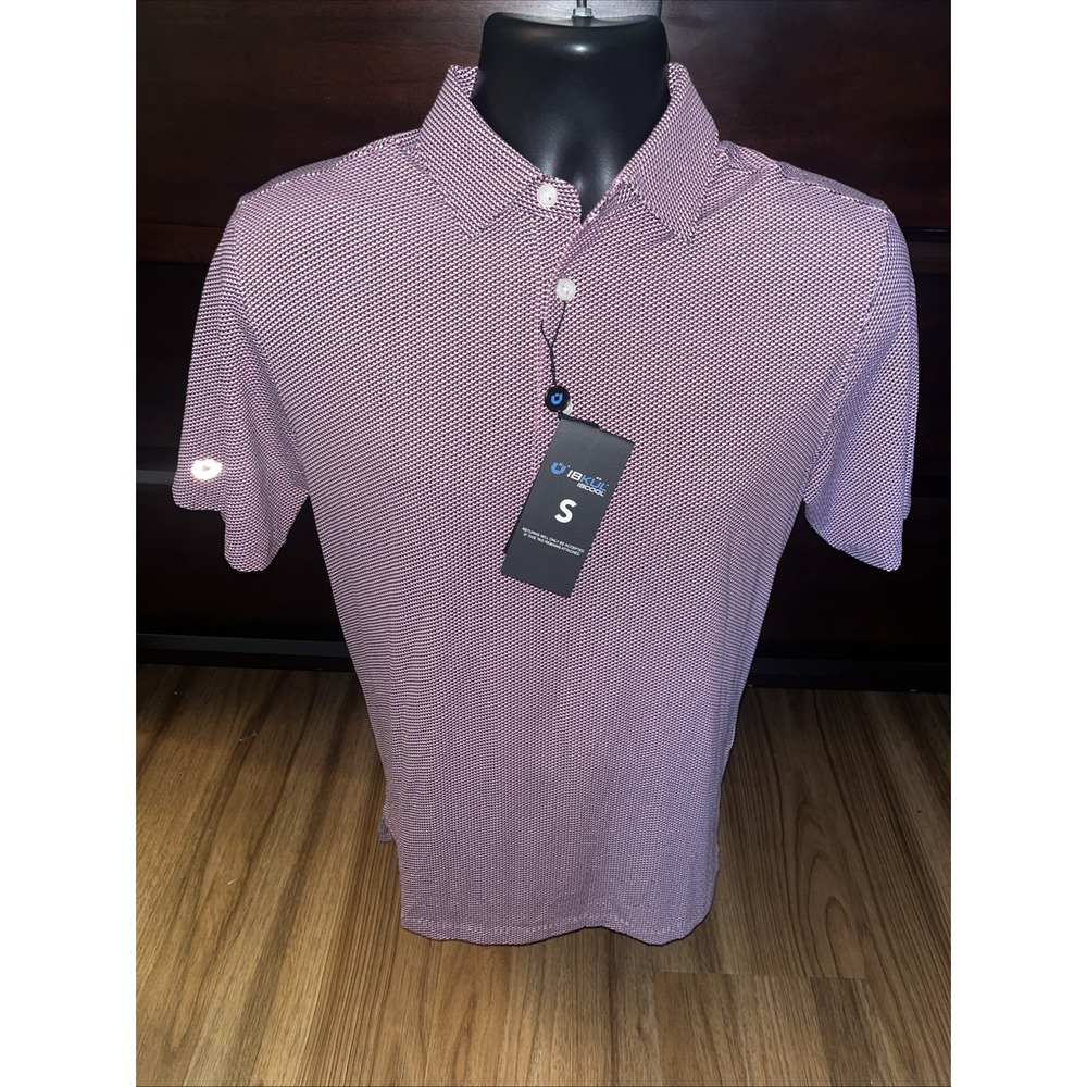NWT IBKUL Red Geometric Pattern Men's Golf Polo Size Small